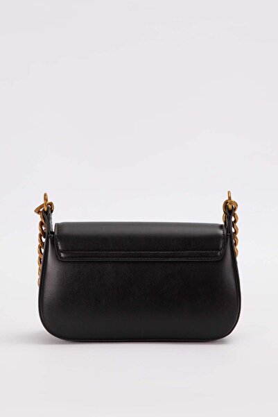 Levidor Black Wide Chain Accessory Shoulder Bag