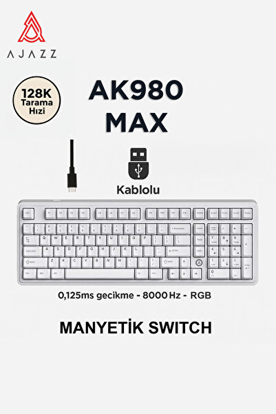 Ajazz AK980 Max HE Manyetik Switch Klavye- 128K Tarama Hızı-0.125 MS Ultra Dü...