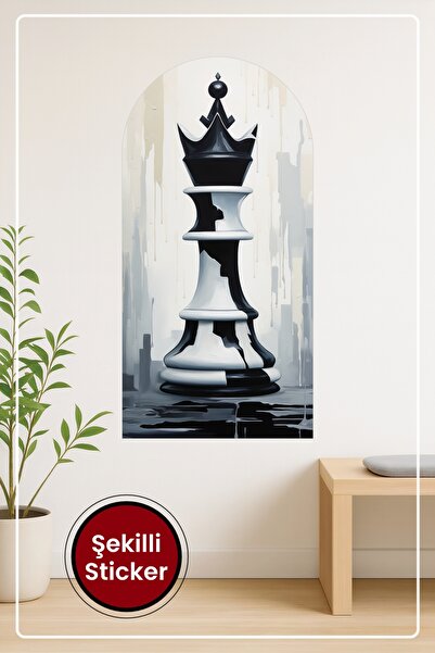 KOSS Dijital Oval Şekilli Satranç Taşı Desenli Dekoratif Duvar Sticker Ev Ofi...