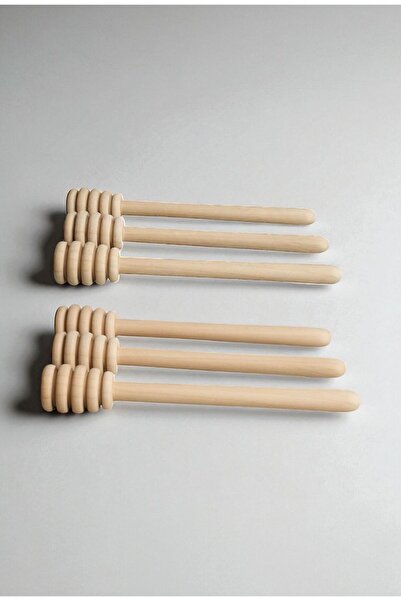 Kırmızı Beyaz Home 6 Pieces Wooden Honey Spoon Single Honey Serving Apparatus...