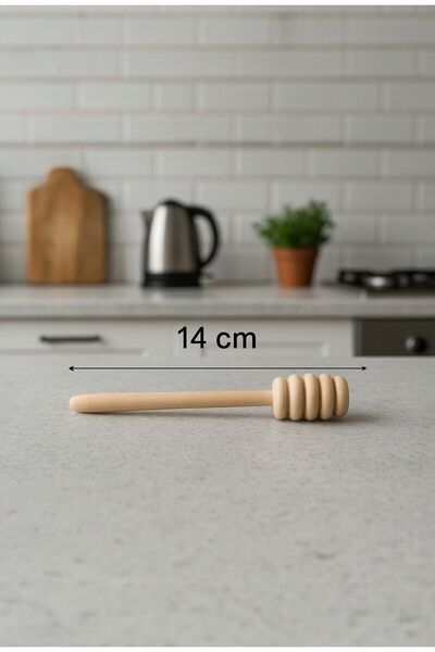 Kırmızı Beyaz Home 1 Adet Ahşap Bal Kaşığı Tekli Bal Servis Aparatı 14 cm