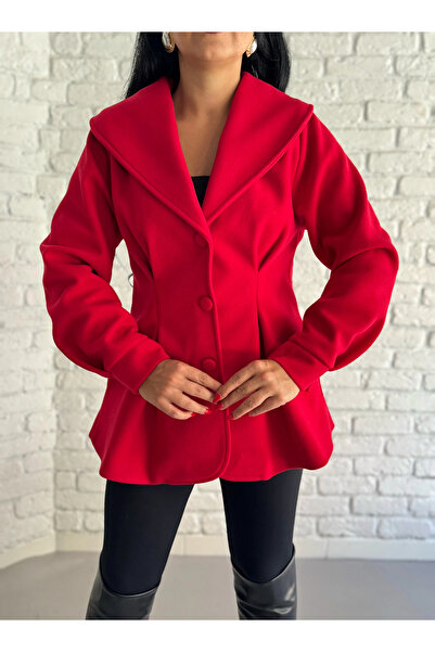 moneta boutique Women's Waist-Sitting Design Cashmere Coat with Cuffs