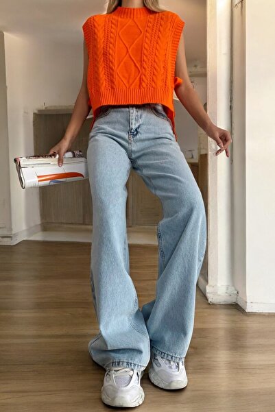 byhaziran butik Young Girl Light Blue Snow Washed High Waist Lycra Comfortabl...