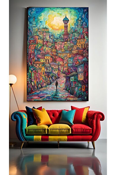 özkacar PEINTURĂ ARTISTICĂ ABSTRACTĂ PE PÂNZĂ IIEv Perete de casă Salon de în...