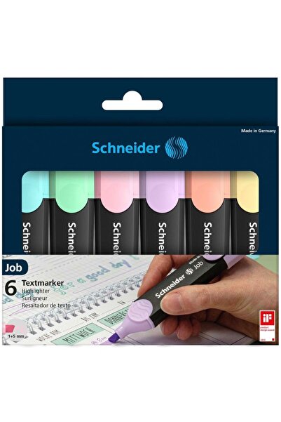 SCHNEIDER Set 6 textmarkere Job Pastel, 1-5 mm, Multicolor