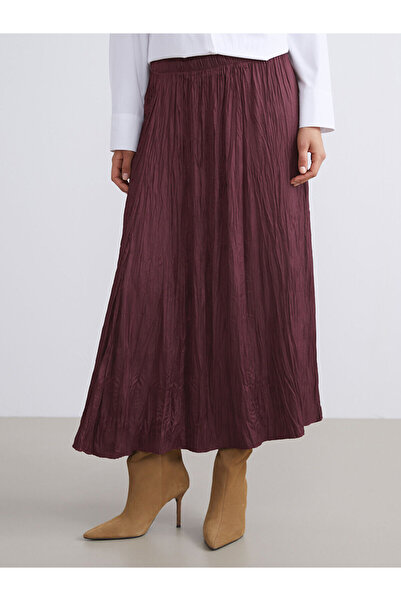 LC Waikiki Beli Lastikli Saten Pileli Etek