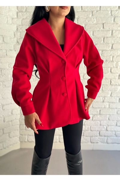 moneta boutique Women's Waist-Sitting Design Cashmere Coat with Cuffs