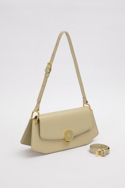 Levidor Green Oval Shoulder Bag with Gold Accessories