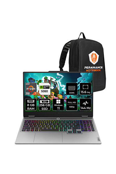 LENOVO Loq Ryzen 7 250 8GB 256GB SSD RTX5060/8GB 100W 144Hz FHD 15.6" W11H Ga...