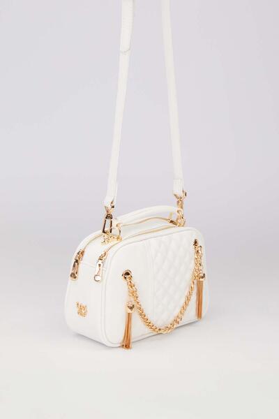 Levidor Beyaz Zincir Saçak Detaylı omuz Çantası