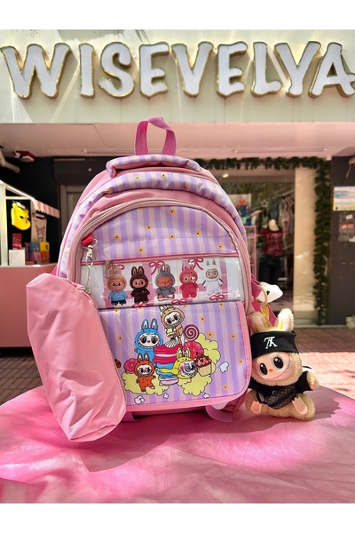 Wisevelya Pink Labubu Backpack