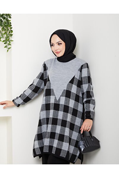 KAYA BUTİK تونيك تريكو منقوش مربع