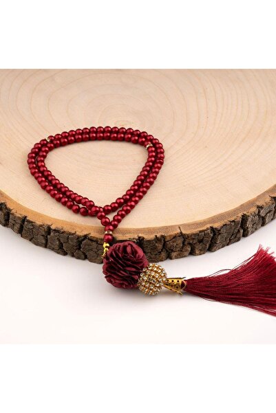 Hayrat Neşriyat سبحة ميني ستون روز باللون الأحمر الداكن (99 حبة - 6 ملم)