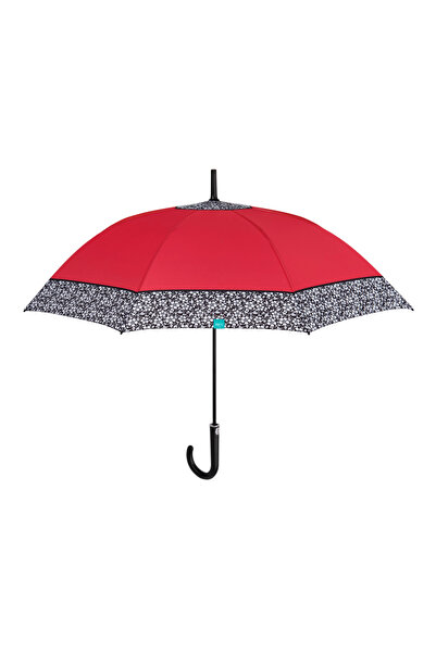 Perletti Red automatic rain umbrella with wide embroidery