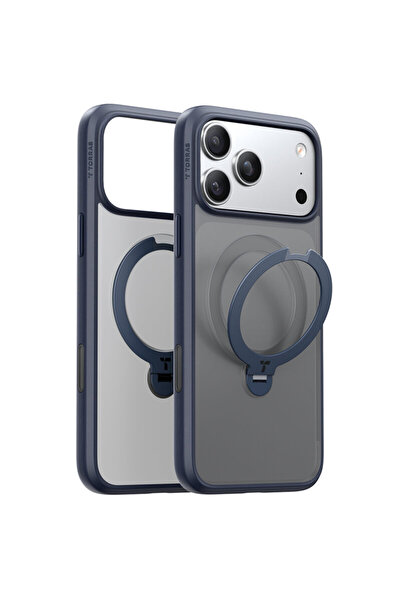 TORRAS Carcasă iPhone 17 Pro Max seria Ostand Spin MagSafe, albastră