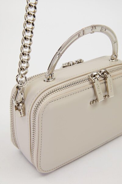 Levidor Gray Metal Strap Detail Shoulder Bag