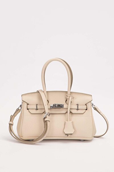 Levidor Krem Mini Kilit Detaylı El Çantası