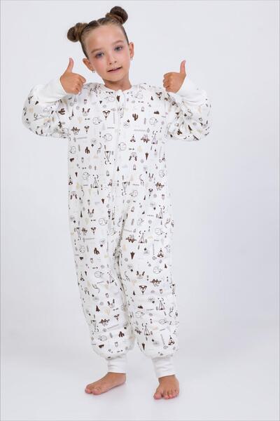 Cantoy Kız Erkek Çocuk Kalın Elyaf Dolgulu Premium Kalite 2.5 Tog Desenli Uyku Tulumu