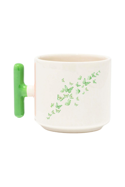 qoeuyl boutique Flying Butterflies Printed Colorful Latte Cup Mug with t Handle Gift