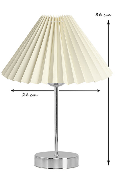 EvLight Liora Metal Silver Legged Pleated Cream Fabric Nightstand Head Lampshade
