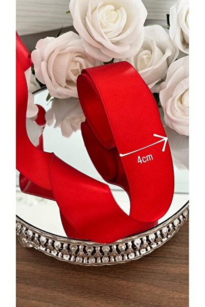nuksoc 10 Metre Kırmızı Saten Kurdele Çeyiz Kolisi Çeyiz Süsleme Kına Malzeme...