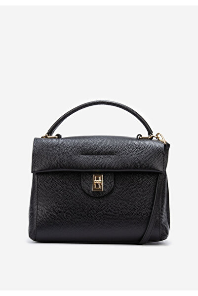 B T Shoes Černá kabelka z pravé kůže Yeva