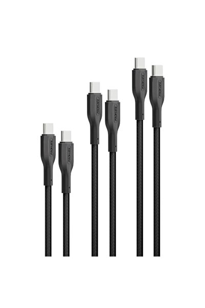 Promate مجموعة كابلات شحن البيانات USB-C عالية القوة مكونة من 3 قطع