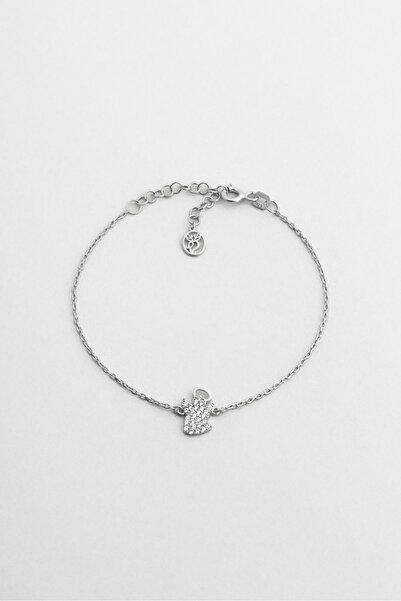 So CHIC... Little Angel 18 Ayar Beyaz Altın Kaplama 19 Cm Gümüş Bileklik