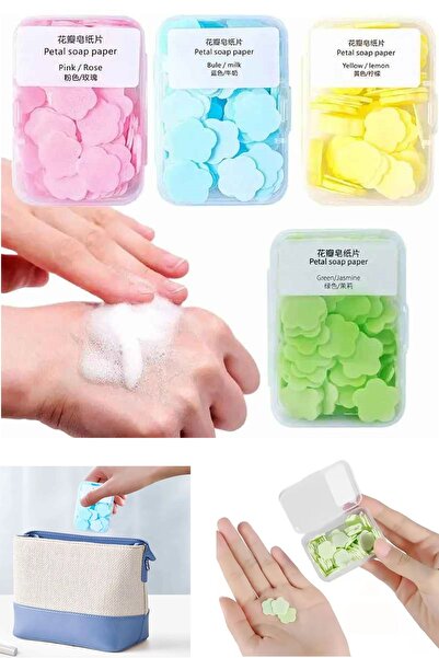 Kitchen Beauty 1 Kutu 100 Yaprak Eriyen Mini Kokulu Kağıt Sabun Öğrenci Çocuk Okul Dezenfektan El Sabunu