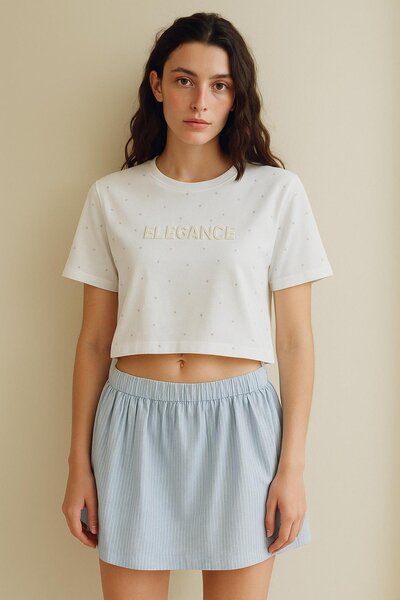 HAKKE Kompak Ribana Taşlı T-SHİRT