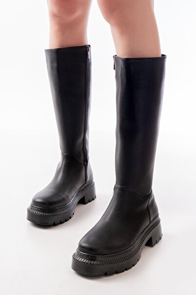 Aymood 236-340 Black Zippered Daily Women's Boots