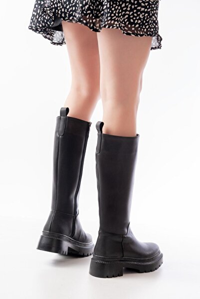 Aymood 236-340 Black Zippered Daily Women's Boots
