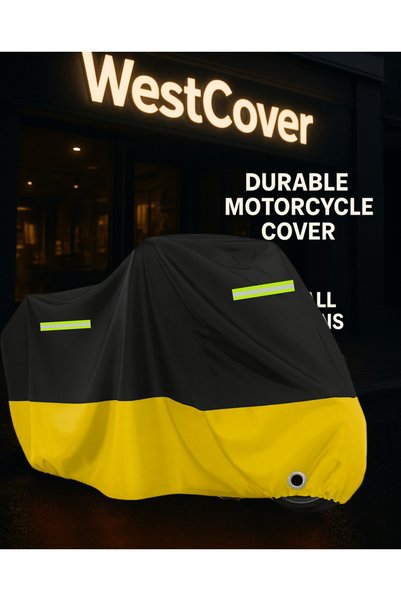 WestCover Sym Jet X 125 Rear Bag Compatible Yellow Black Reflective Motorcycle Tarpaulin, Cover