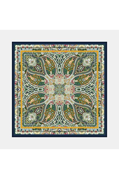 Vakko Şal Desenli İpek Eşarp 41489-Yeşil