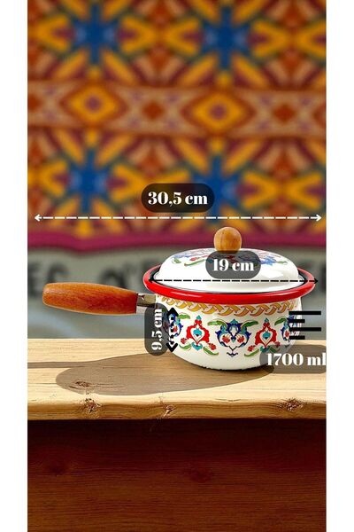 İnci Emaye 20 No Enamel Pot with Lid, Serving, Dining Camping, Picnic, Dowry