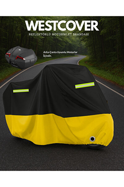 WestCover أبريليا تونو V4 1100 حقيبة خلفية مصنعية متوافقة مع قماش المشي العاكس للضوء باللونين الأصفر والأسود، غطاء