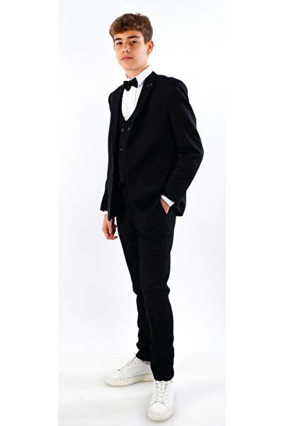 RAPAPA Boy's Jacket Shirt Pants Bow Tie Vest Suit 5735-5-16 Years Black