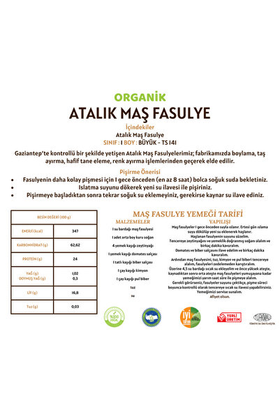 Taş Değirmenden Organik Atalık Maş Fasulye - 1 Kilo