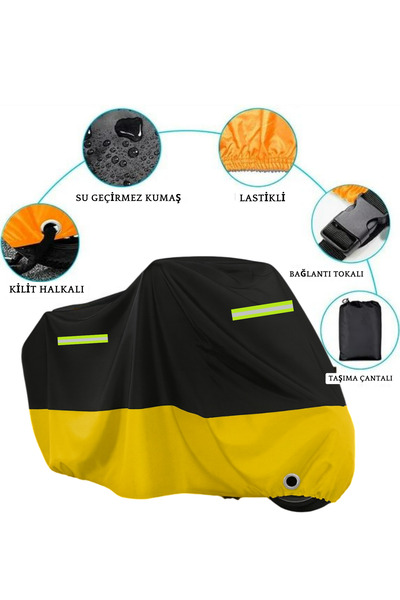 WestCover Sym Jet X 125 Rear Bag Compatible Yellow Black Reflective Motorcycle Tarpaulin, Cover