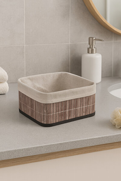 Çavdar Group Mini Kare Bambu Organizer Sepet Katlanır Banyo Düzenleyici