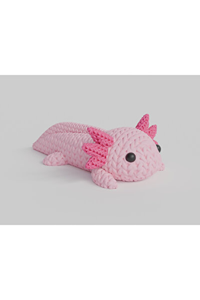 3DONE MODELS Figurină Axolotl Croșetată 3D – Model Decorativ, Imprimată 3D, C...