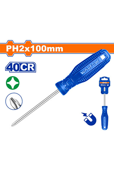 WADFOW مفك يد أزرق مربع PH2 × 100مم – WSD4224