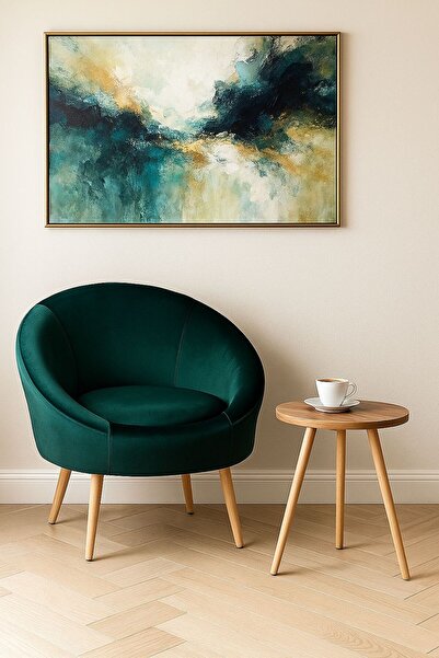 KOKİ DESİGN Çay Seti Tekli Koltuk Berjer Zümrüt Yeşili (Salon,Balkon,Ofis) - ZİGON SEHPA HEDİYELİ