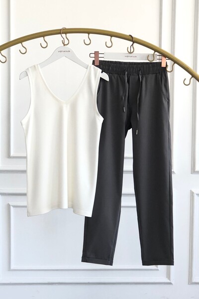 Yağmur Butik Παντελόνι με διπλό τελείωμα και ελαστική μέση