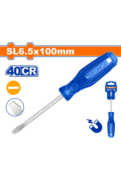 WADFOW مفك يد أزرق شق SL6.5 × 100مم – WSD3264