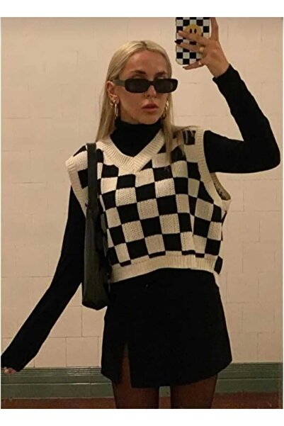 zezecollectıon Оверсайз-светр з каре-візерунком Harajuku