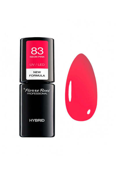 Pierre Rene Oja Semipermanentă - Oja Color Hybrid Nr. 83 Roz Neon 6ml - Pierre Rene
