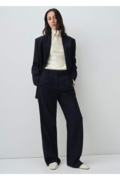 MANGO Woman İnce çizgili kumaş pantolon