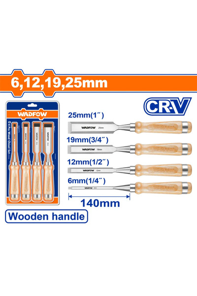 WADFOW طقم أزاميل خشب يد خشب 4 قطع – WWC3214