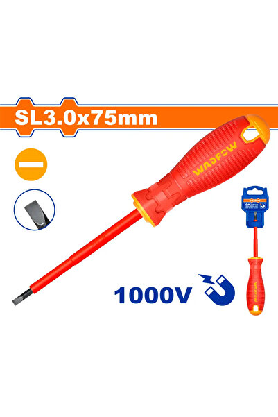 WADFOW Insulated Slotted Screwdriver SL3.0 x 75mm (3") - WSD7233